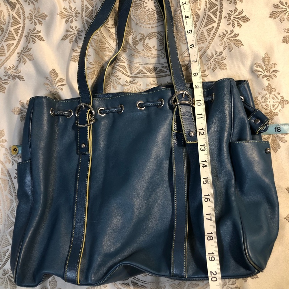 Kenneth Cole Blue Leather Carry-all Tote - Picture 10 of 10